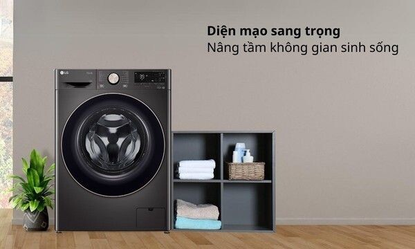 LG FV1412S3BA sở hữu thiết kế tinh tế, cùng tone màu đen sang trọng