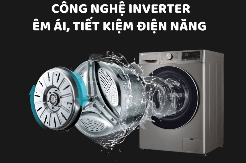 LG FV1412S3PA sử dụng động cơ truyền động trực tiếp