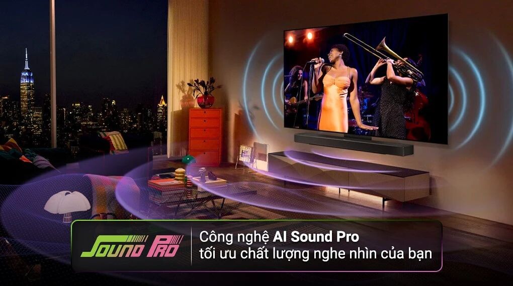Công nghệ AI Sound Pro mang đến âm thanh mạnh mẽ như ngoài rạp chiếu