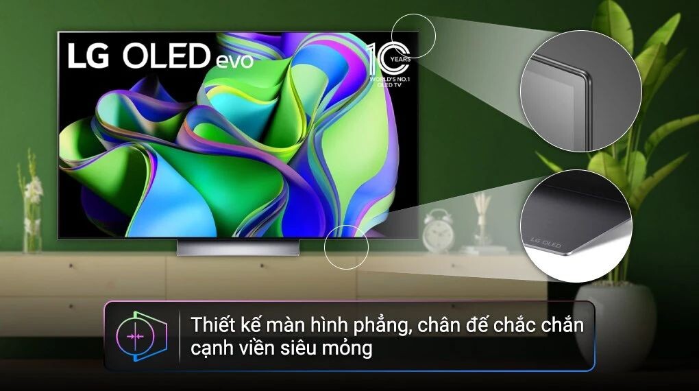LG 83C3PSA sở hữu chiếc màn hình siêu mỏng, gần như không còn nhìn thấy viền bezel