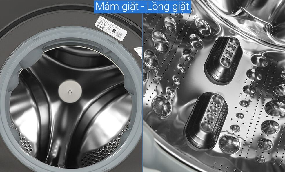 Lồng giặt làm bằng thép không gỉ, hạn chế bám bẩn