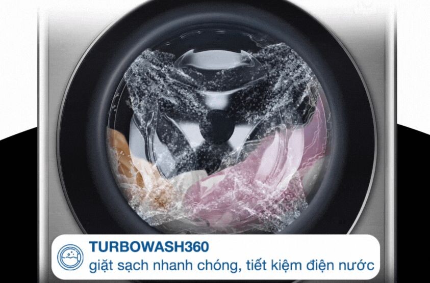 TurboWash 360 là công nghệ sử dụng vòi phun 3D với áp lực lớn để loại bỏ bụi bẩn và vi khuẩn