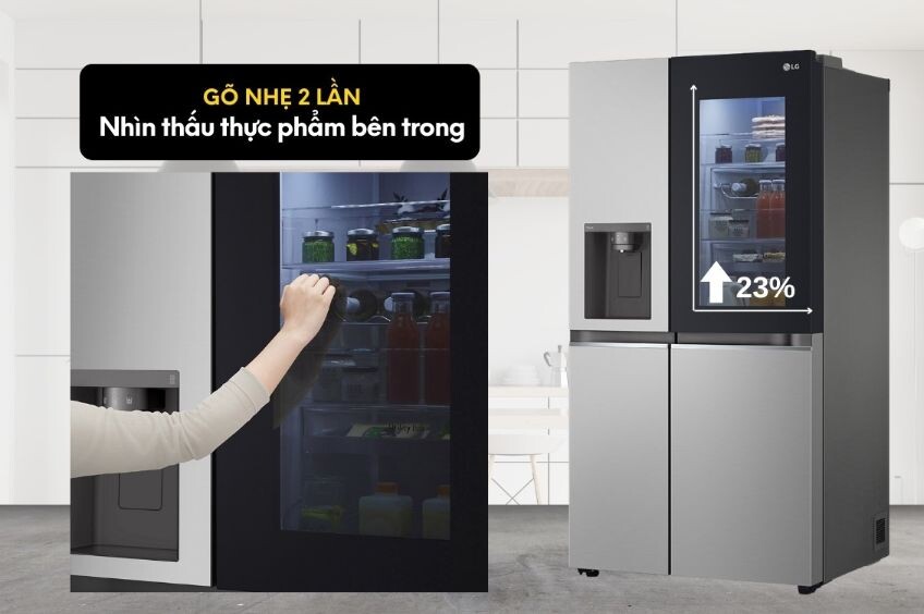 Tủ lạnh LG GR-G257SV được trang bị thêm chiếc của phụ InstaView