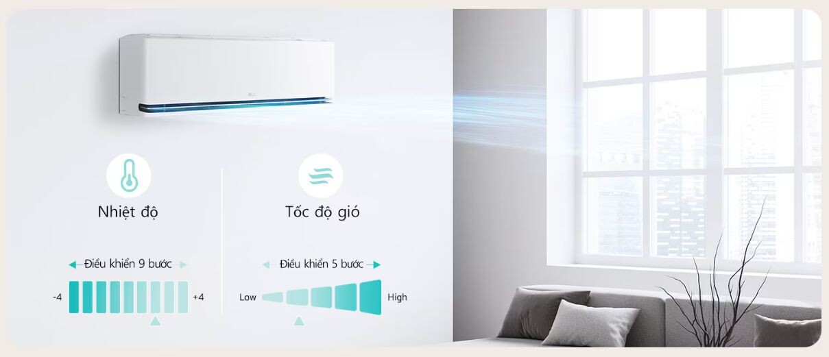 Kiểm soát nhiệt độ gió và tốc độ tùy chỉnh độ mát ở phạm vi hẹp