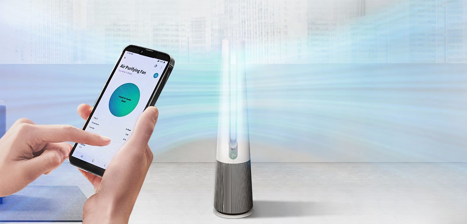 Ứng dụng LG ThinQ cho phép bạn kết nối điện thoại với quạt lọc