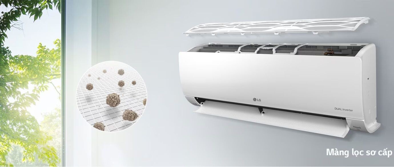 Màng lọc sơ cấp của điều hòa đa hệ thống LG V12IFM có nhiệm vụ bắt giữ các hạt bụi thô