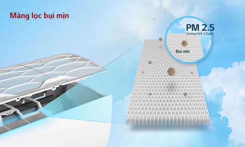 Màng lọc bụi mịn có khả năng loại bỏ đến 90% các loại bụi mịn có kích thước PM2.5