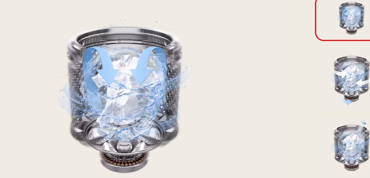 Dòng nước mạnh mẽ WaveForce được dội từ trên xuống sẽ đem đến hiệu quả giặt sạch và sâu hơn