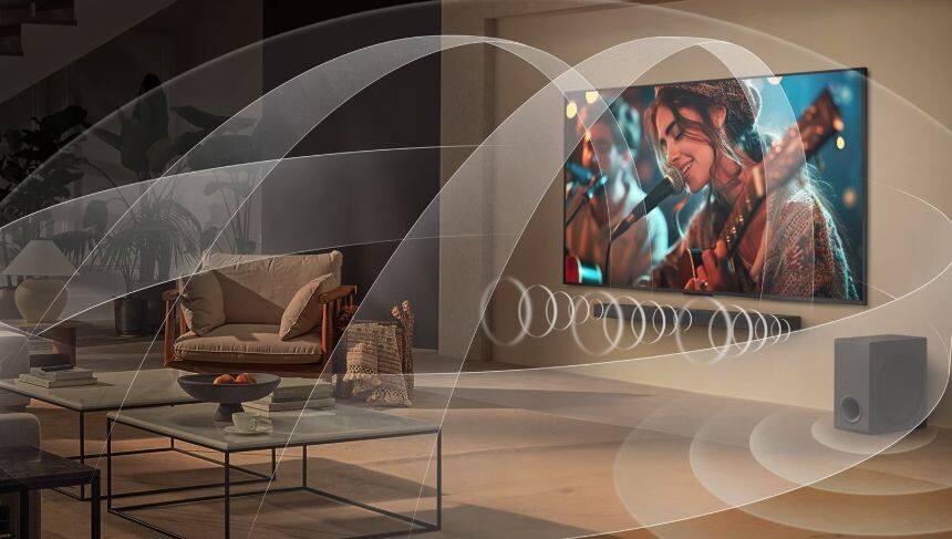 Âm thanh vòm ảo 9.1.2 tuyệt hảo sẽ bao trùm toàn bộ không gian