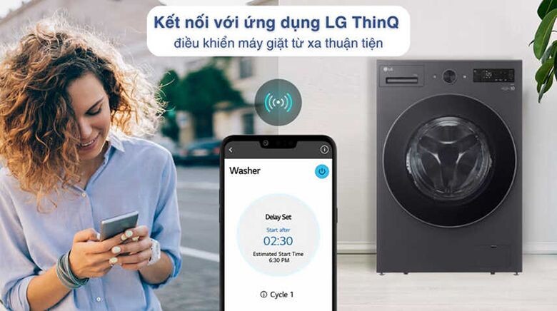 LG ThinQ™ được trang bị trên dòng máy giặt này