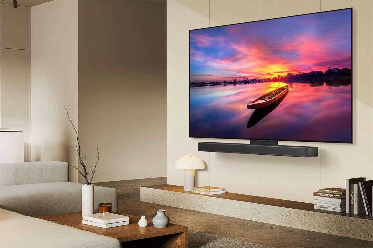 LG cũng đã trang bị giá đỡ Synergy để đặt loa Soundbar
