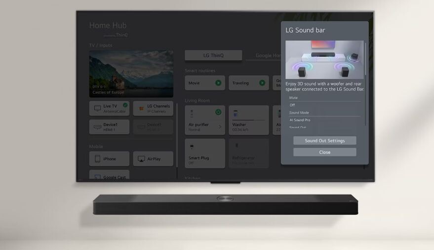 WOW Interface cho phép bạn điều khiển âm thanh soundbar dễ dàng ngay trên tivi