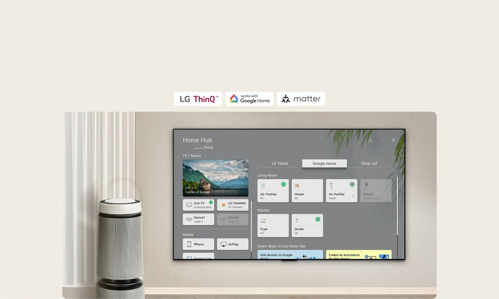 Nền tảng Home Hub có khả năng quản lý đồng bộ nhiều thiết bị LG gia đình