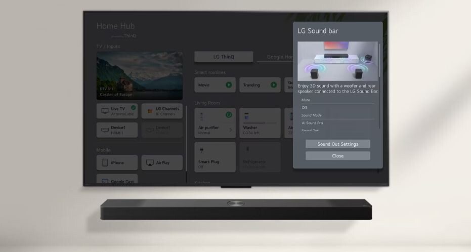 WOW Interface cho phép bạn điều khiển âm thanh và cài đặt loa soundbar