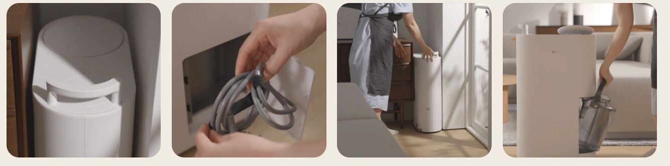 Máy hút ẩm LG DD20GMWE1 với thiết kế di động và tiện lợi