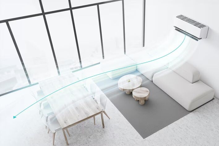 Luồng khí lạnh phân bổ đều tới khắp mọi nơi trong căn phòng