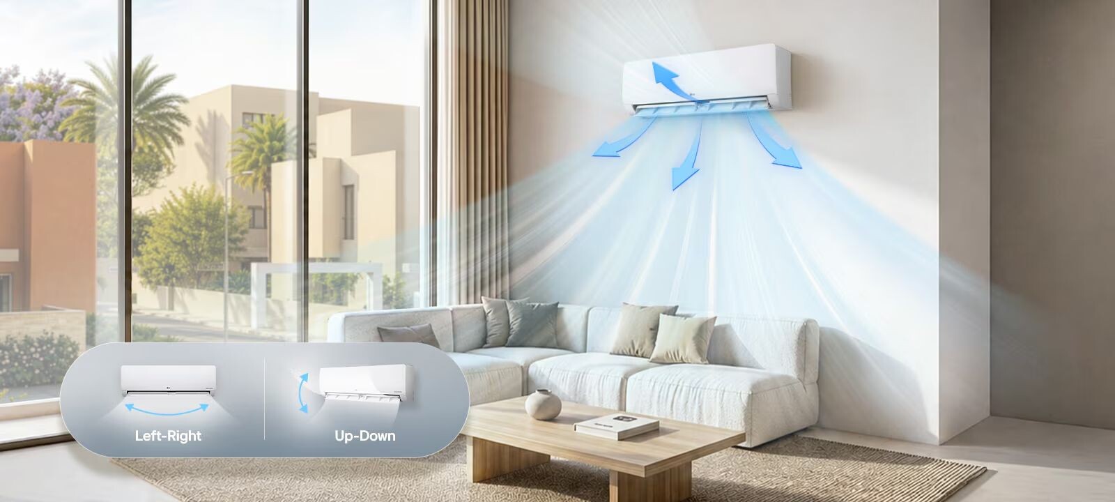 Cánh đảo gió 4 chiều giúp phân phối luồng khí mát đồng đều