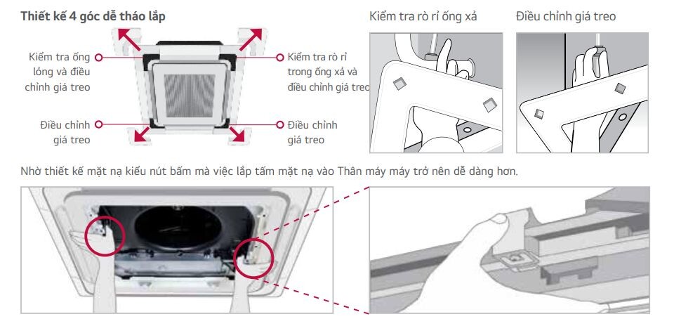 Thiết kế cải tiến hơn với 4 góc dễ dàng tháo lắp để điều chỉnh giá treo
