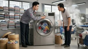 Máy giặt LG 22kg công suất lớn đặt trong tiệm giặt ủi tại Việt Nam