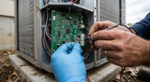 Kiểm tra đầu nối dây cảm biến CH04 trên board mạch dàn nóng điều hoà LG