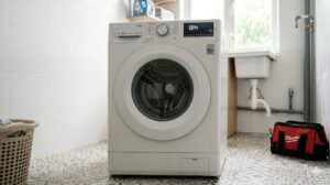 Màn hình máy giặt LG hiển thị mã lỗi OPN do cửa chưa đóng kín