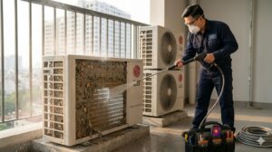 Vệ sinh dàn nóng điều hoà LG để khắc phục lỗi CH38