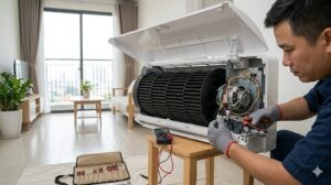 Motor quạt dàn lạnh điều hoà LG hỏng gây lỗi F5