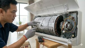 Dàn lạnh điều hoà LG đóng băng gây lỗi A1