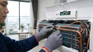 Kiểm tra cảm biến ống dàn lạnh LG để sửa lỗi nháy 2 lần