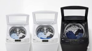 Các model máy giặt LG cửa trên dòng T2 nhiều dung tích xếp cạnh nhau