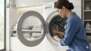 Người kiểm tra kỹ lồng giặt máy giặt LG trước khi mua máy cũ