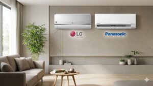 So sánh điều hoà LG và Panasonic treo tường phòng khách hiện đại