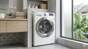 Máy giặt LG 9kg cửa ngang Direct Drive Inverter màu trắng hiện đại