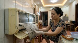 Kiểm tra 5 điểm quan trọng khi mua điều hoà LG cũ — lưới lọc và chạy thử