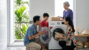 Máy giặt LG 8kg phù hợp gia đình 3–4 người tiết kiệm điện nước