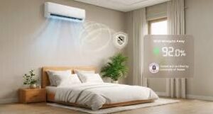 Điều hoà LG chạy chế độ Energy Saving tiết kiệm điện trong phòng ngủ