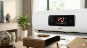 Màn hình điều hoà LG hiển thị mã lỗi PO LO và số 80 bảo vệ nguồn điện