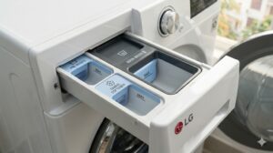 Ngăn chứa nước giặt và nước xả vải trên máy giặt LG cửa ngang
