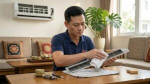 Vệ sinh và bôi trơn cánh đảo gió điều hoà LG để khắc phục tình trạng kẹt