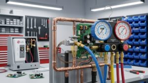 Van tiết lưu điện tử EEV điều hoà LG và bộ đo áp suất manifold