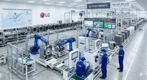 Dây chuyền sản xuất máy giặt LG hiện đại trong nhà máy