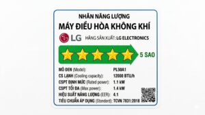 Nhãn năng lượng 5 sao của điều hoà LG