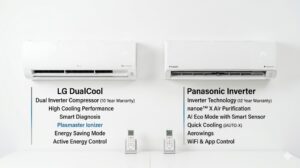 So sánh điều hoà LG DualCool và Panasonic Inverter đặt cạnh nhau