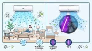 Minh hoạ công nghệ lọc không khí nanoe™X Panasonic và UVnano LG