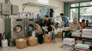 Hộ kinh doanh giặt ủi nhỏ vận hành máy giặt công suất lớn liên tục