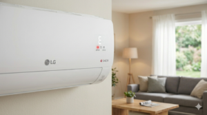 Màn hình điều hoà LG hiển thị mã lỗi E2 cảm biến ống gas dàn lạnh