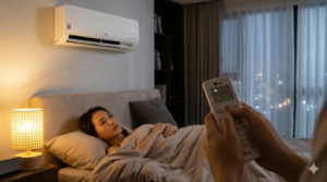Mẹo dùng điều hoà LG tiết kiệm điện bằng cách kết hợp chế độ Sleep và quạt trần