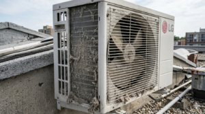 Điều hoà LG báo lỗi CH05 do dàn nóng bẩn gây áp suất cao máy nén