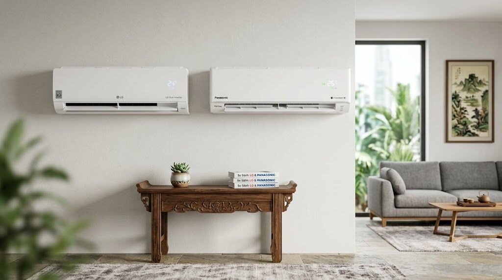 So sánh điều hòa LG và Panasonic treo tường cạnh nhau