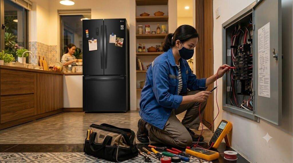 Kiểm tra công suất điện trước khi lắp tủ lạnh LG cỡ lớn